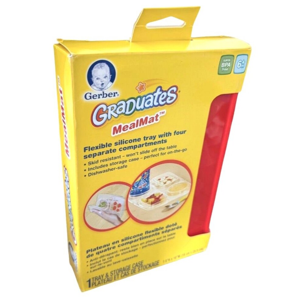 Gerber Graduates Meal Time Silicone Mat Carry Storage Case Red Lid NEW RARE